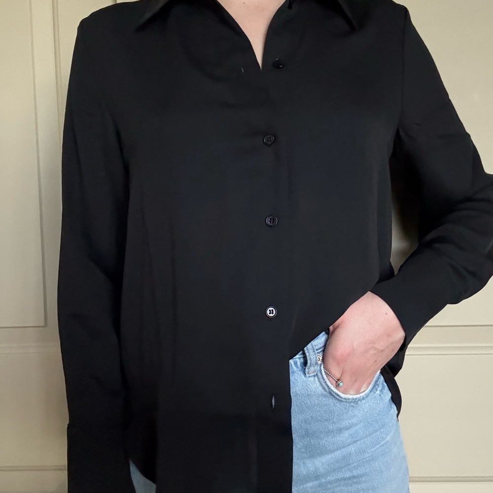 Classic Black Button Down Women's Top